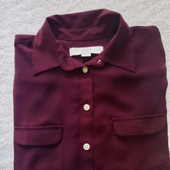 LOFT Burgundy Blouse - Picture 3 of 12